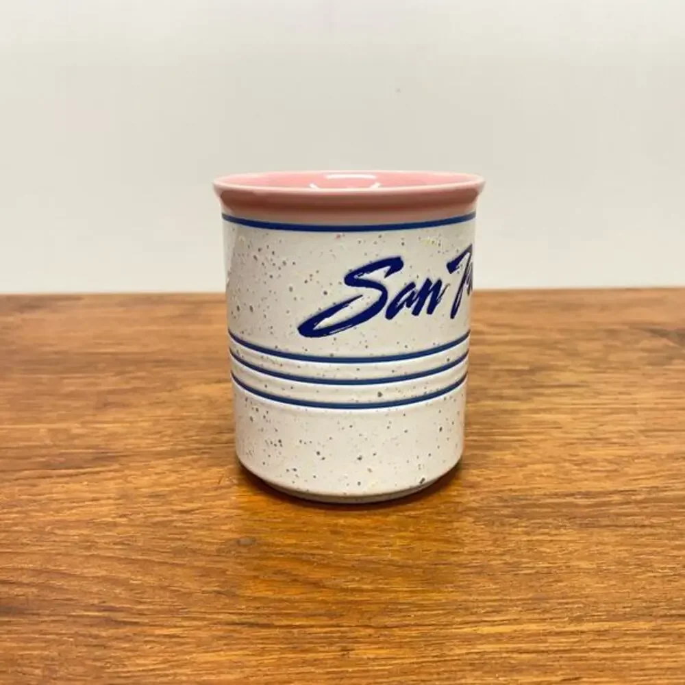 Vintage 1990 San Francisco Souvenir 8 oz Coffee Mug Striped and Speckled Glaze‎